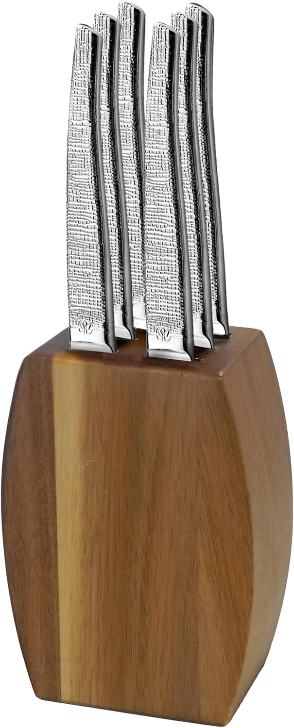 Lou Laguiole - Jet Bloc 6 couteaux steak, inox 13 C, 9x5x12 cm, bois