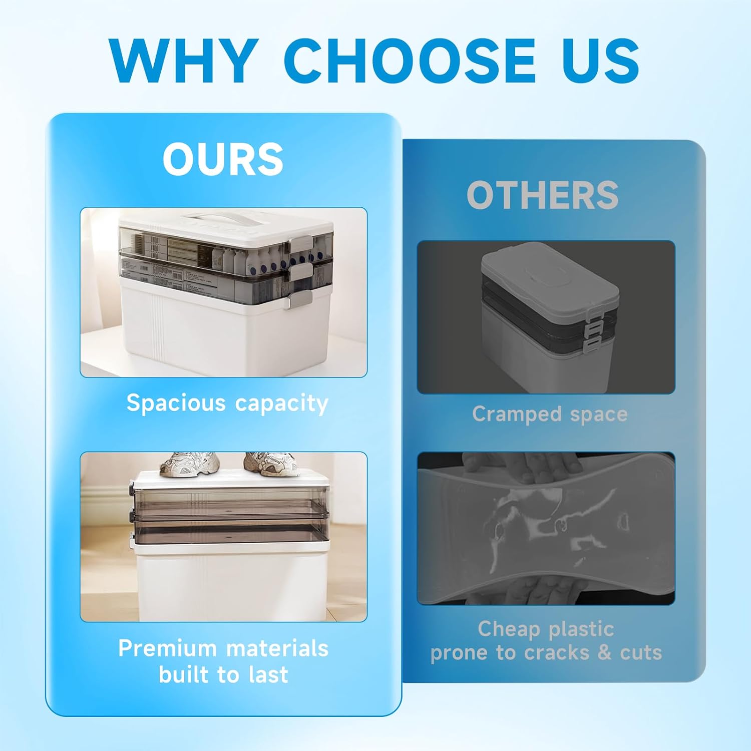 Starward - Boîte pharmacie 3 étages, plateau amovible, petit pots, blanc