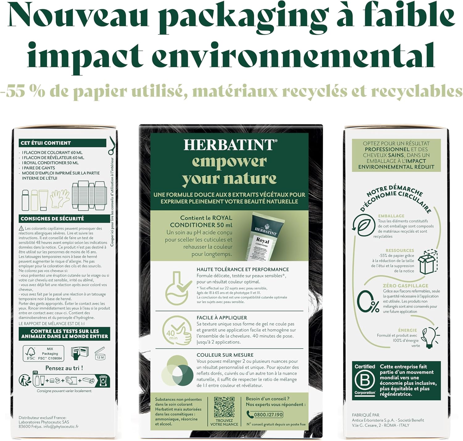 Herbatint - Soin Colorant Permanent - 170 ml - Sans ammoniaque, couvrance totale cheveux blancs, testé dermatologiquemen