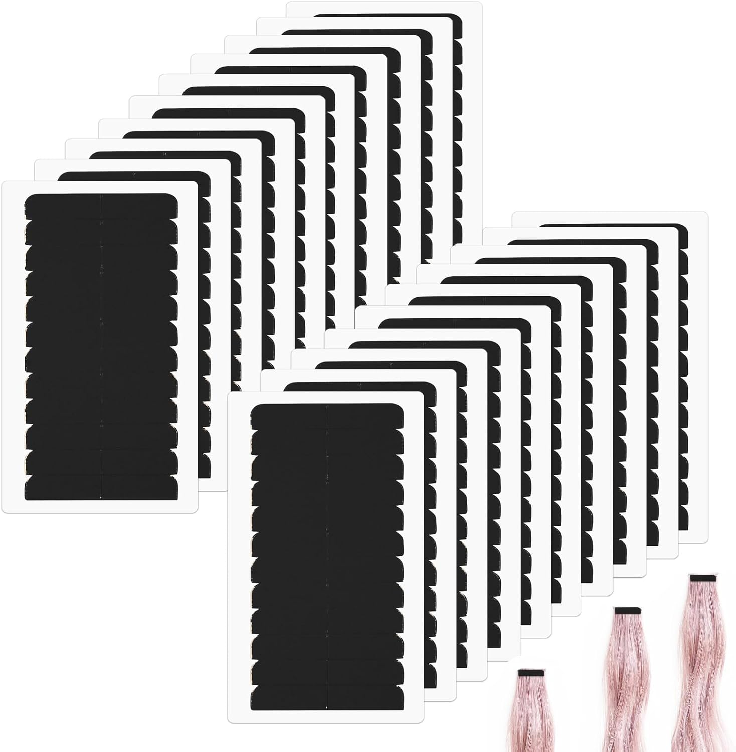 Ruban adhésif double face - 240 pièces - fixation cheveux, remplaçable, noir