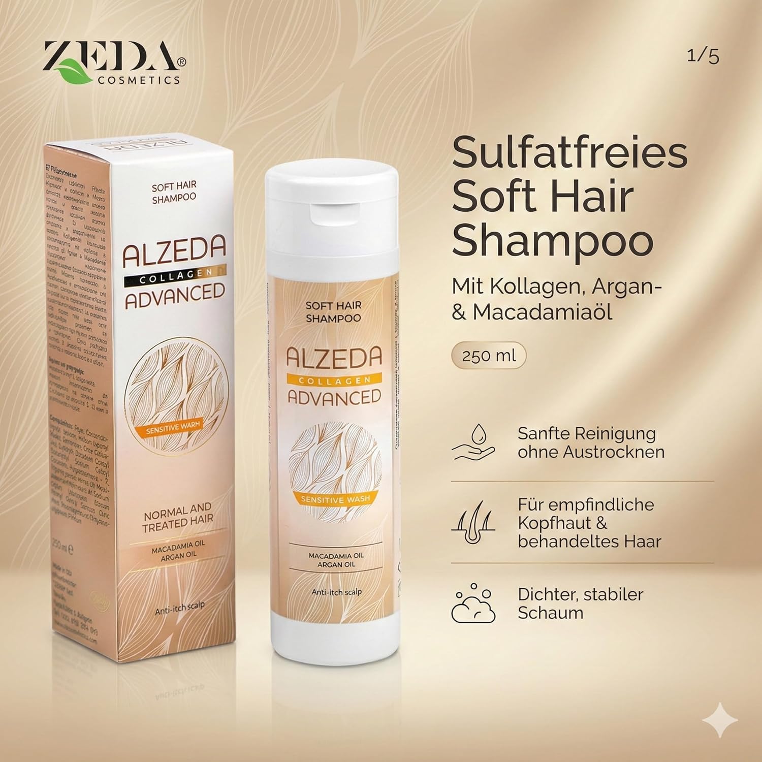 ADVANCED - Trio Réparation & Brillance - 250ml+250ml+60ml - Sans sulfate, argan & macadamia, pour cheveux secs