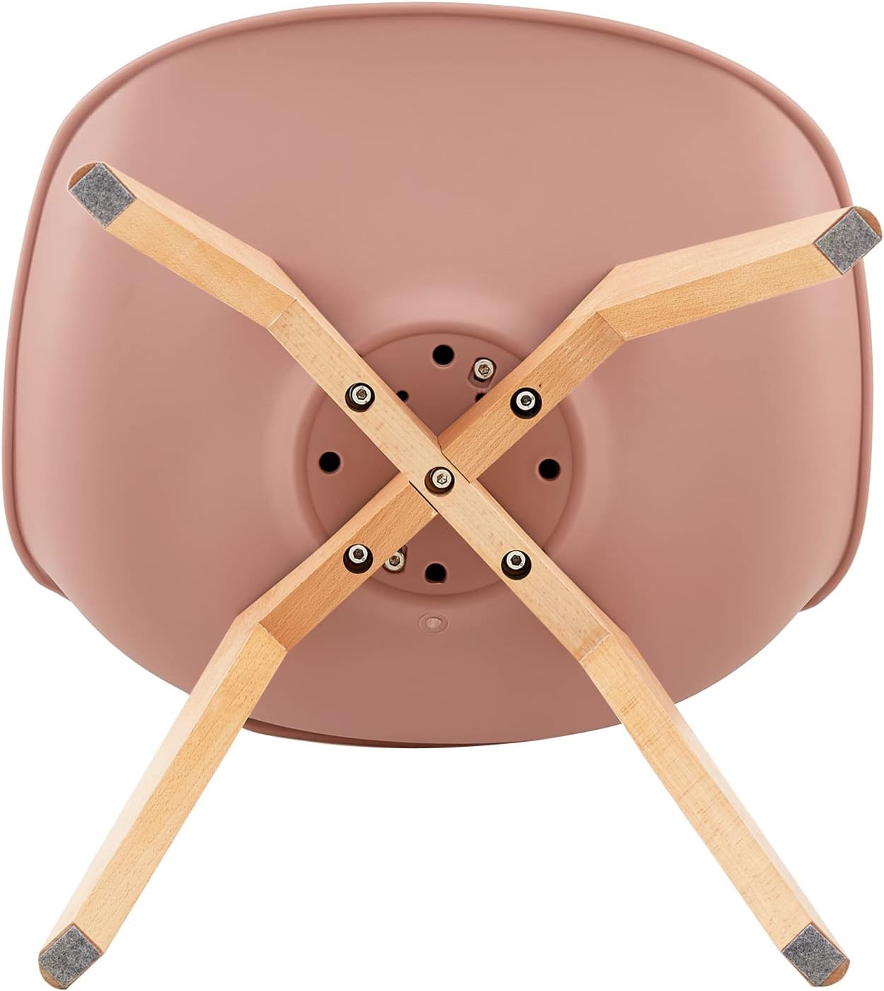 EGGREE - Lot de 8 chaises scandinaves 42x46x82 cm, bois et tissu, pieds hêtre massif, Rose Fumé, SGS Tested