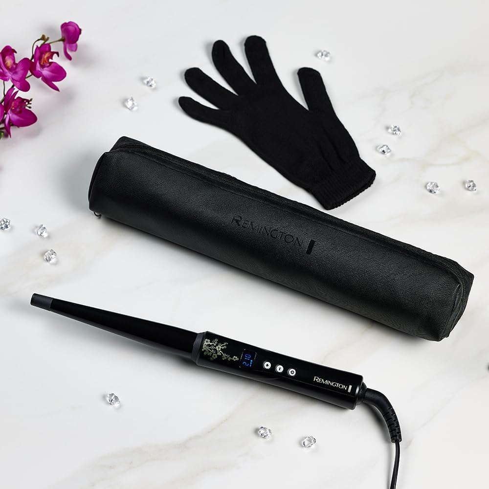 Remington - Fer à boucler conique 13-25mm - céramique perle, écran LCD, 130-210°C, gant - CI951
