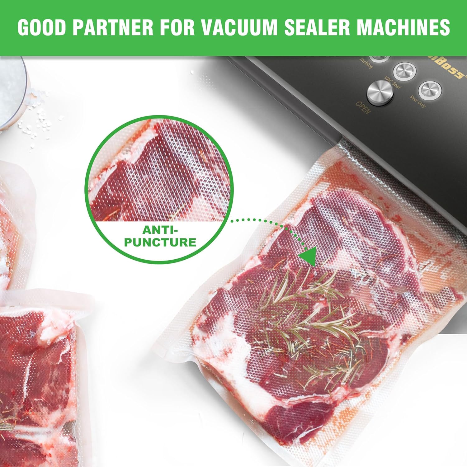 KitchenBoss - rouleaux sous vide alimentaire - 28x600cm, 20x600cm - lot de 6, compatible cuisson sous vide