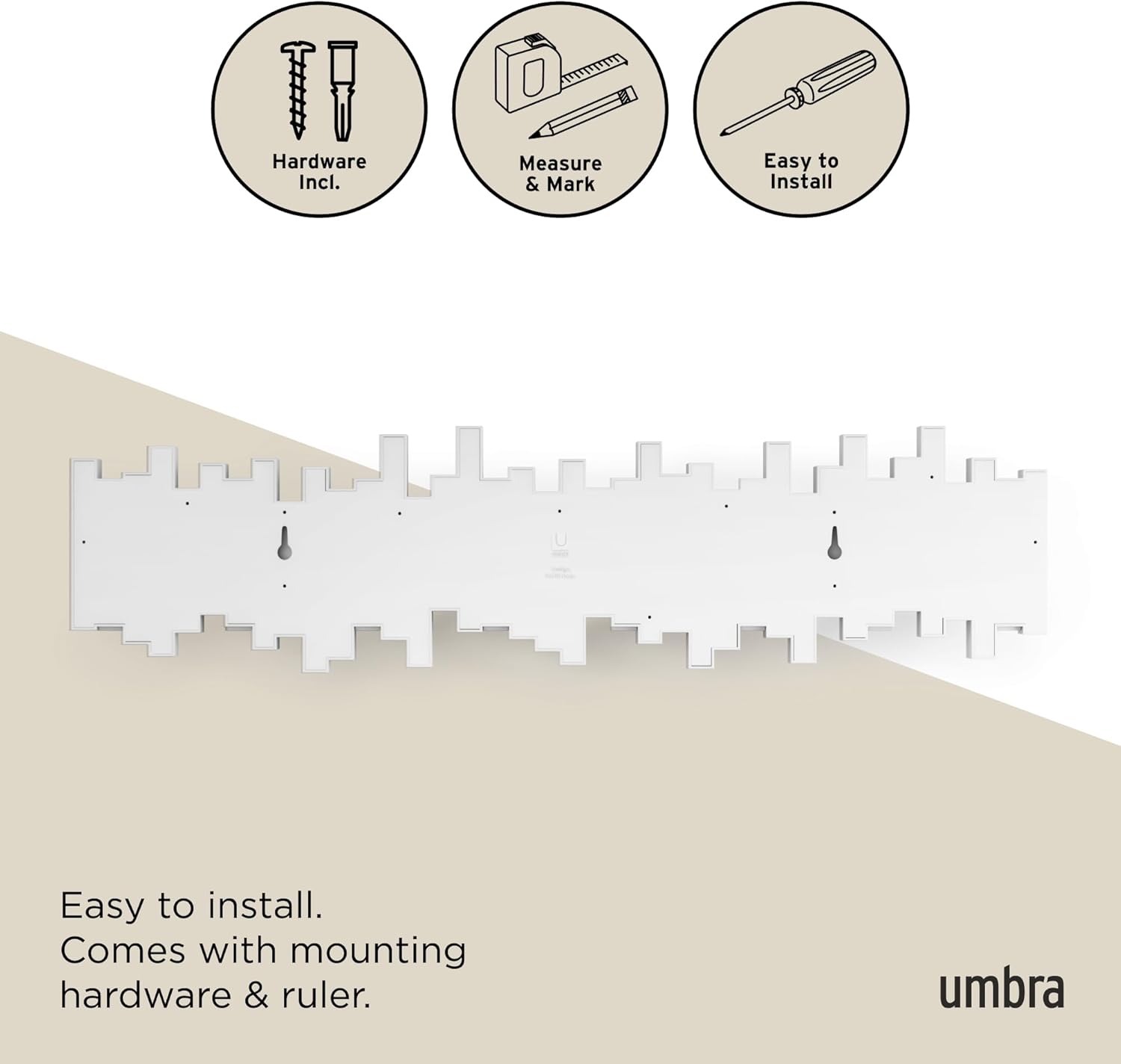 Umbra - Sticks - porte-manteau mural, 8 crochets, blanc, design contemporain