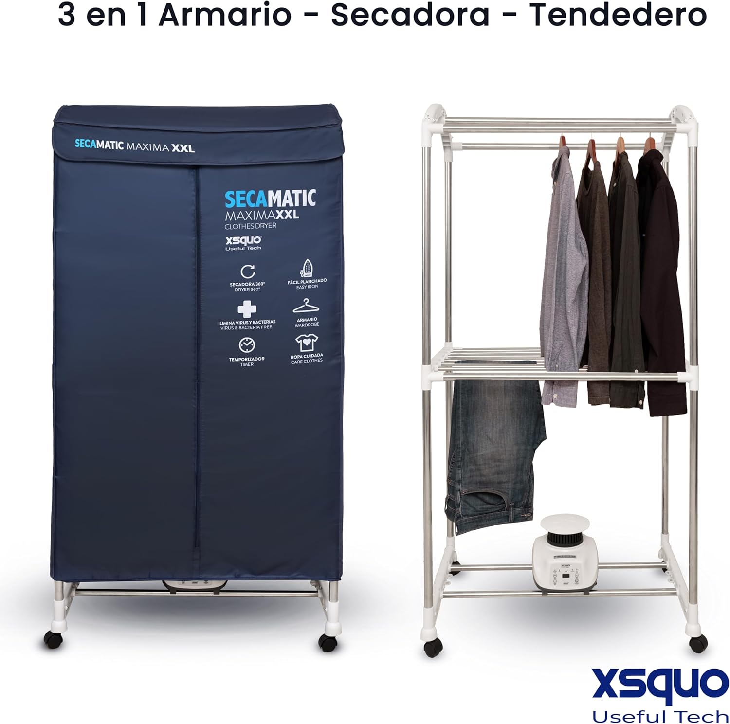 Sèche-linge ventilé XXL, 15 kg, 1200W, armoire, minuterie 180 min