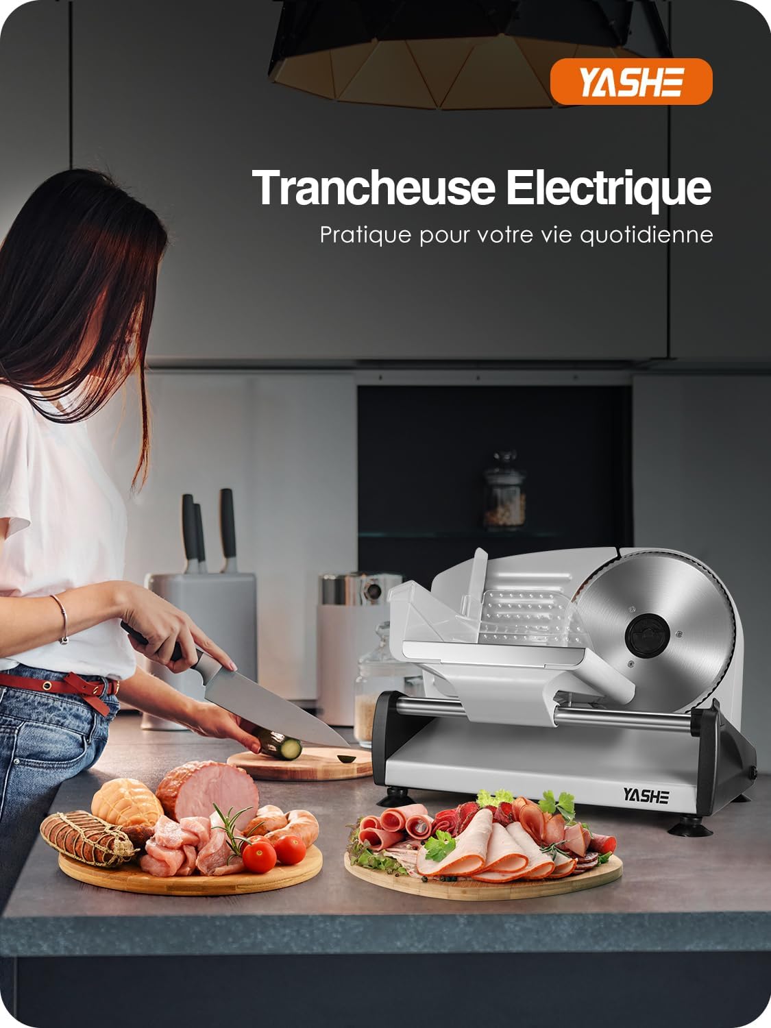 YASHE - trancheuse électrique 250W, 19cm, 2 lames, SL-518