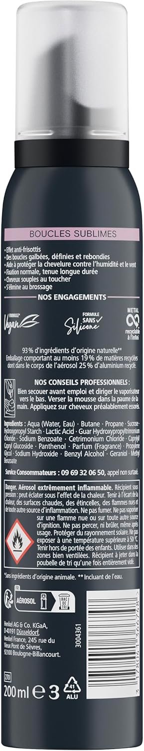 Schwarzkopf - Mousse Boucles Sublimes - 200ml - boucles définies, tenue longue, formule végane