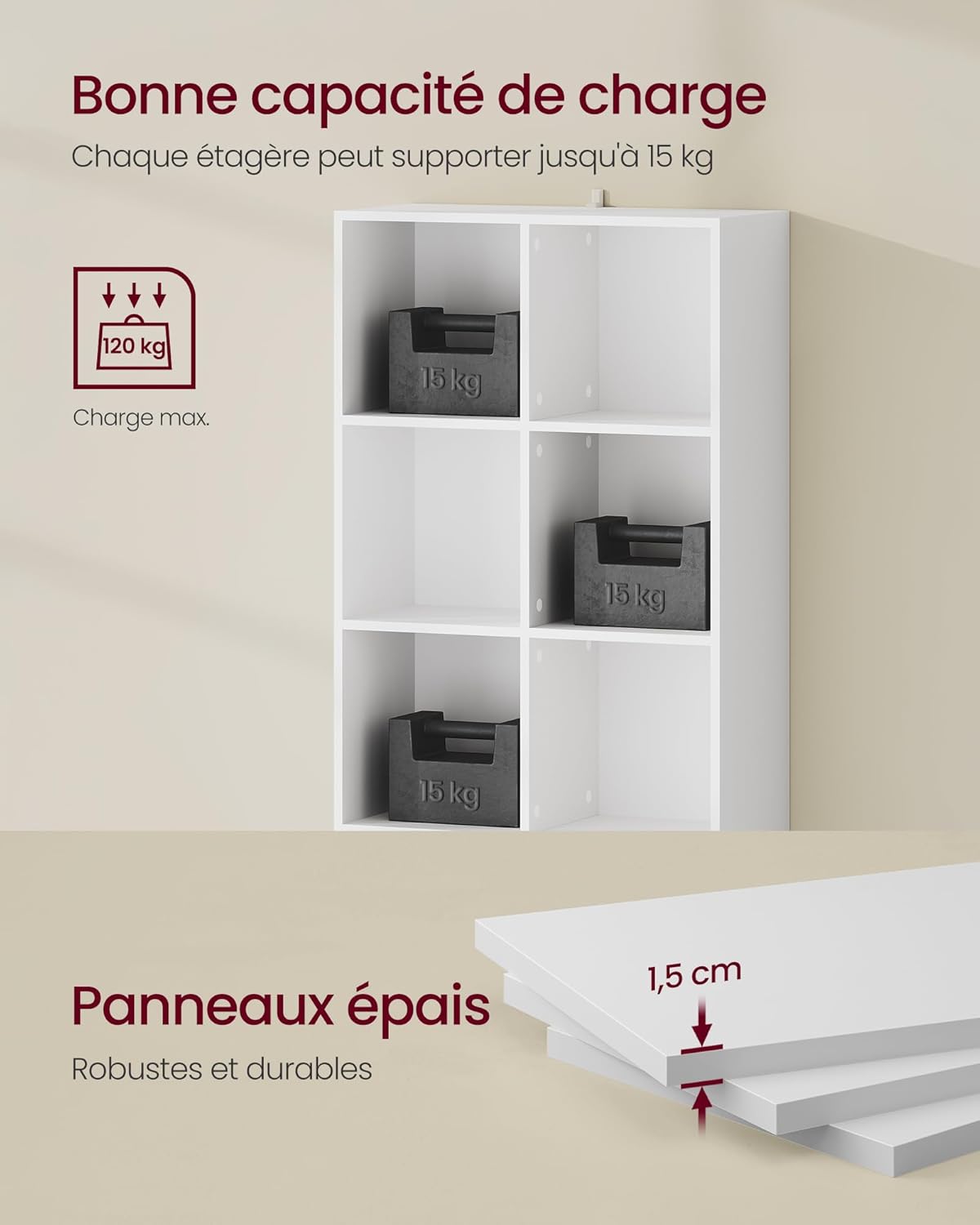 VASAGLE - Bibliothèque (serie LB) - 29x65,8x130cm - 4 niveaux, 2 placards, blanc LBC508WB01