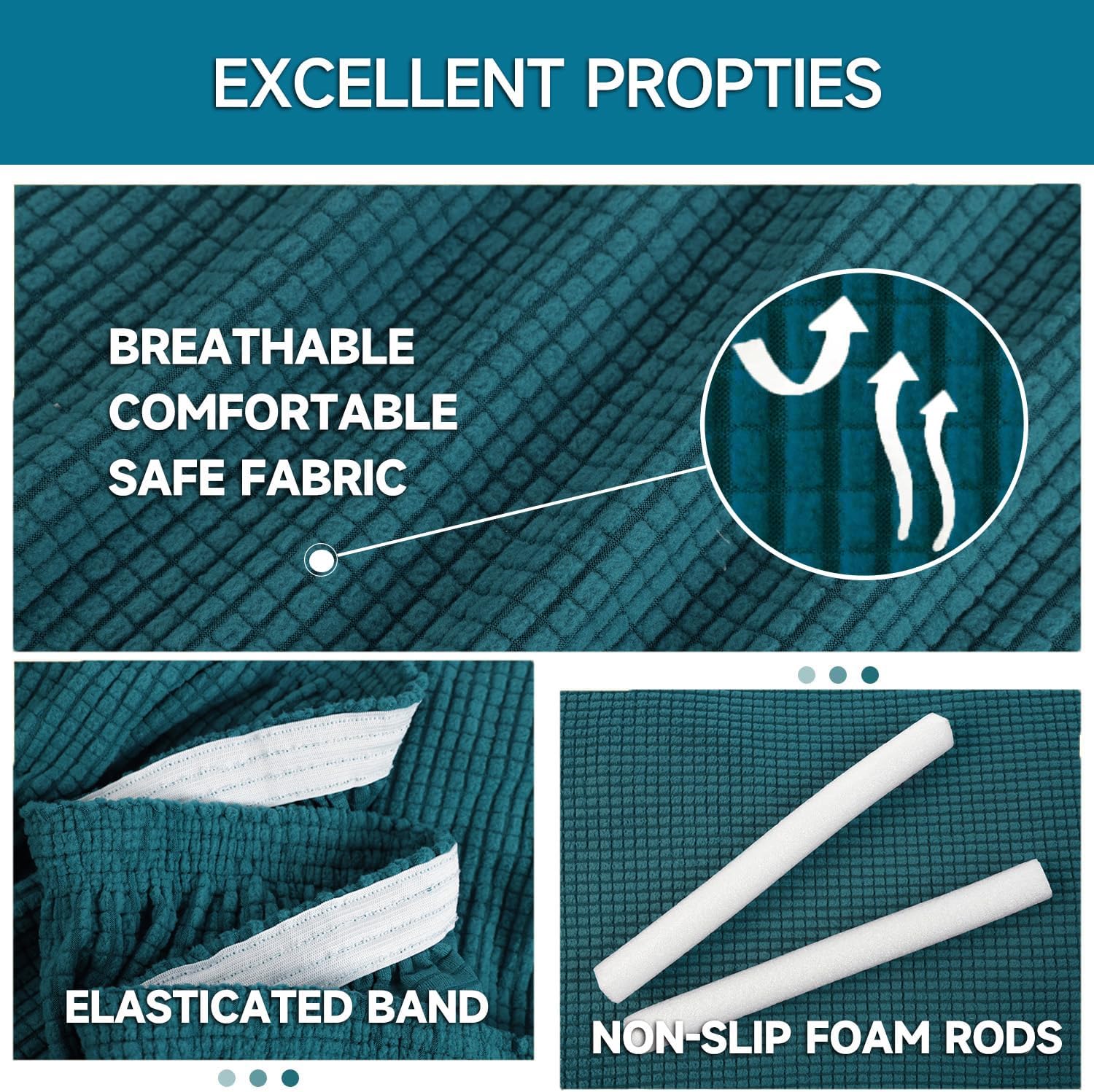 Housse canapé 3 places extensible vert foncé, largeur 183-234cm, anti-salissure