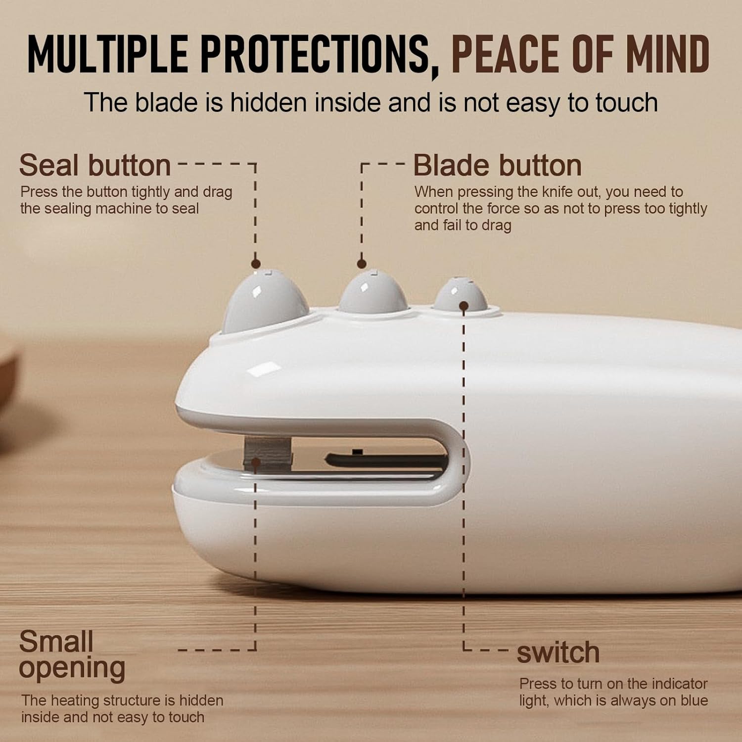 Scelleur de sacs plastique portable - rechargeable USB - thermoscellant 2en1, compact