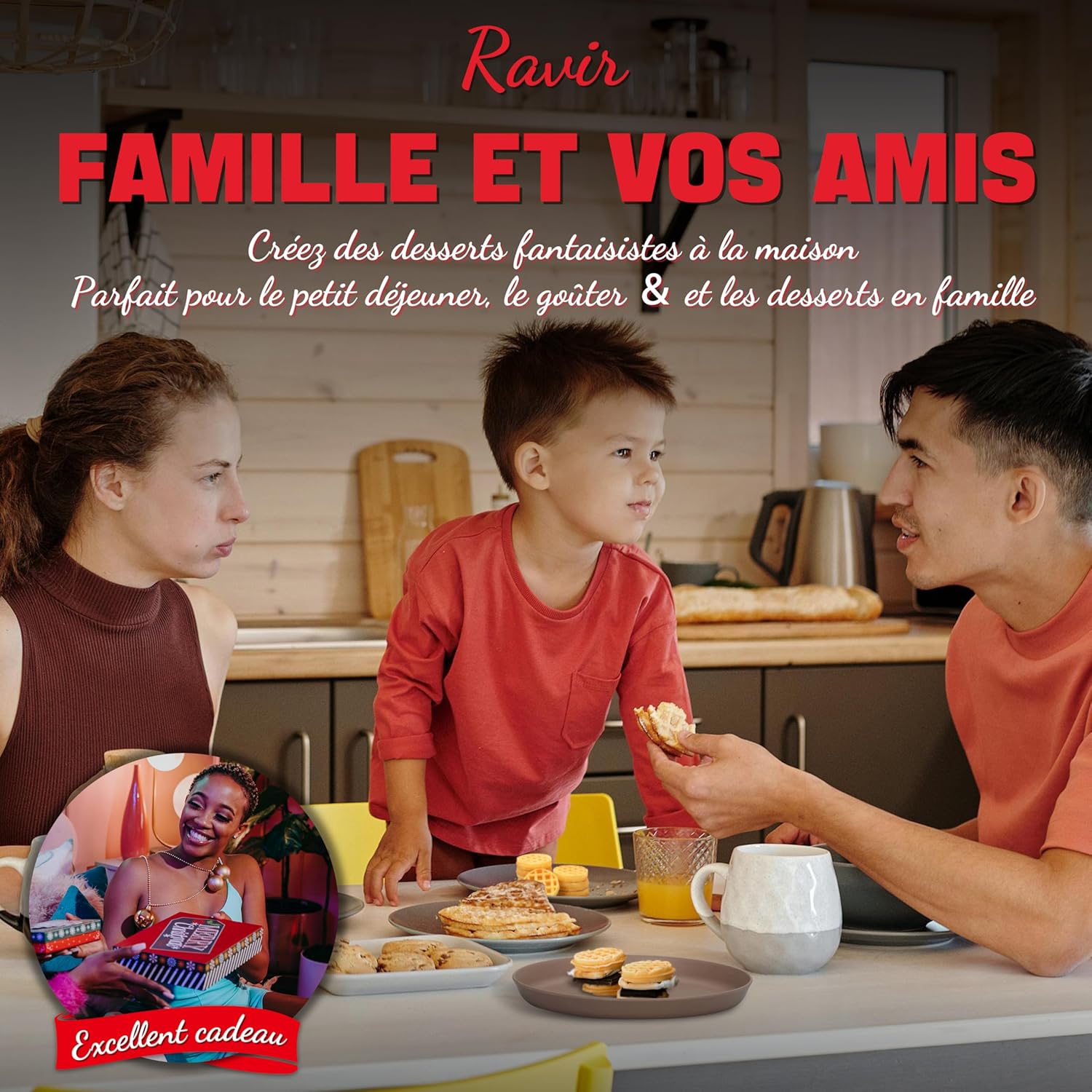 Mini gaufrier - 8x5cm - compact, antiadhésif, facile à utiliser, blanc