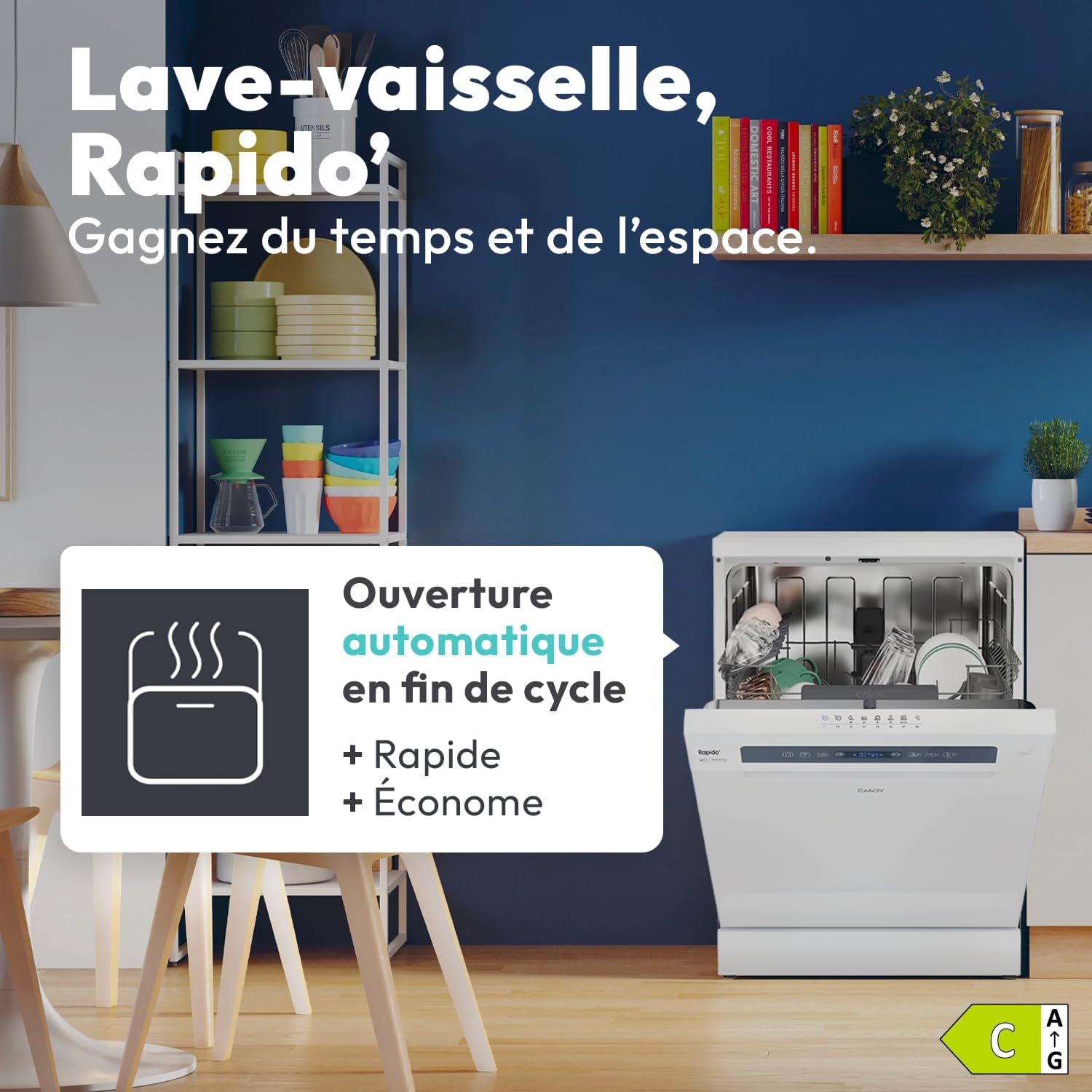 Candy Lave-vaisselle série CF, 14 couverts, 60x82 cm, contrôle à distance, CF 4C6F0W