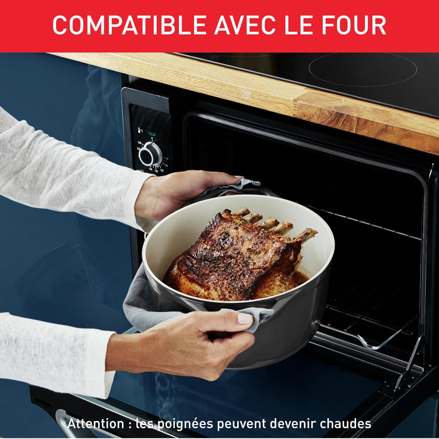 Tefal - cocotte ovale Air - 30x23cm, 5,7L, fonte légère, couvercle, E2558904