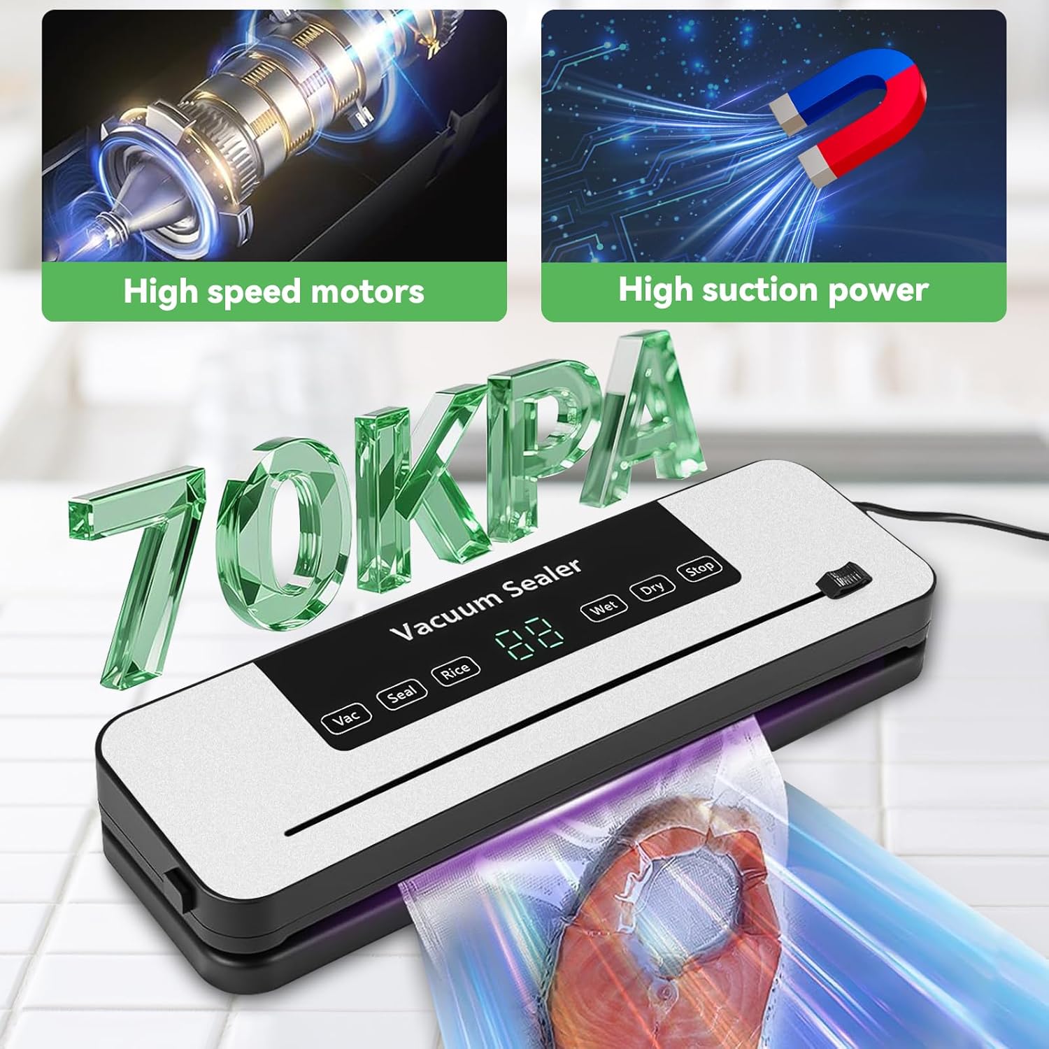 Machine Sous Vide Alimentaire - 6 en 1, 40 sacs inclus, multifonction, accessoire tuyau, pour cuisson et conservation