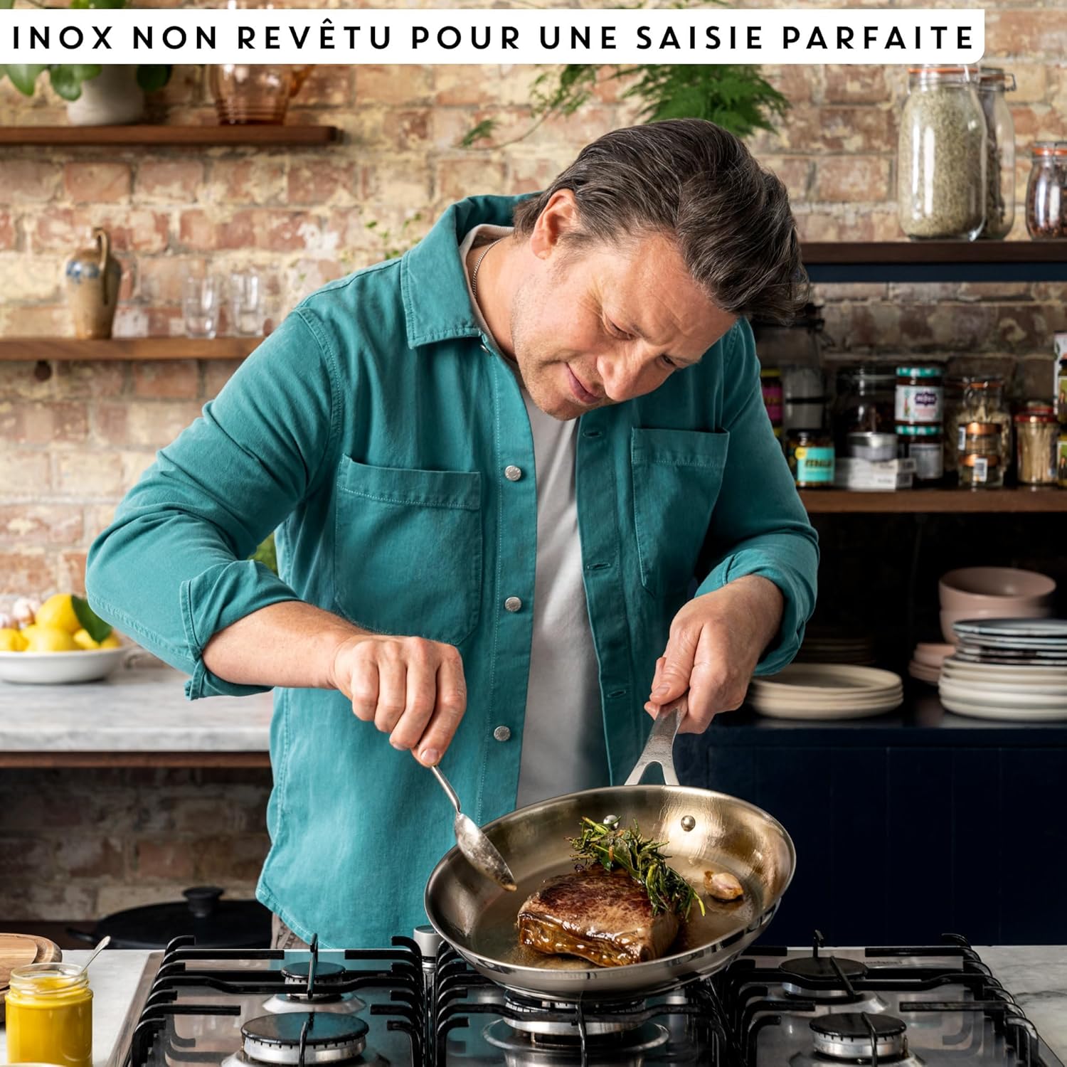 Tefal - Jamie Oliver Cook' Smart - poêle 24 cm - inox induction poignée rivetée - E3110455