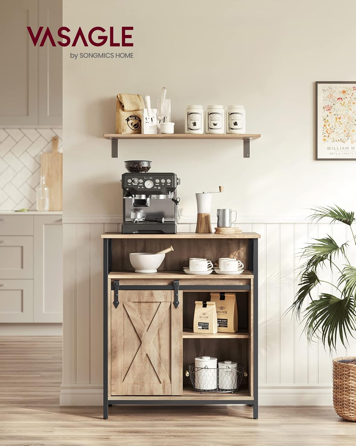 VASAGLE - Buffet Cuisine série rangement - 30x70x80cm - portes coulissantes, étagères réglables - LSC089B50V1