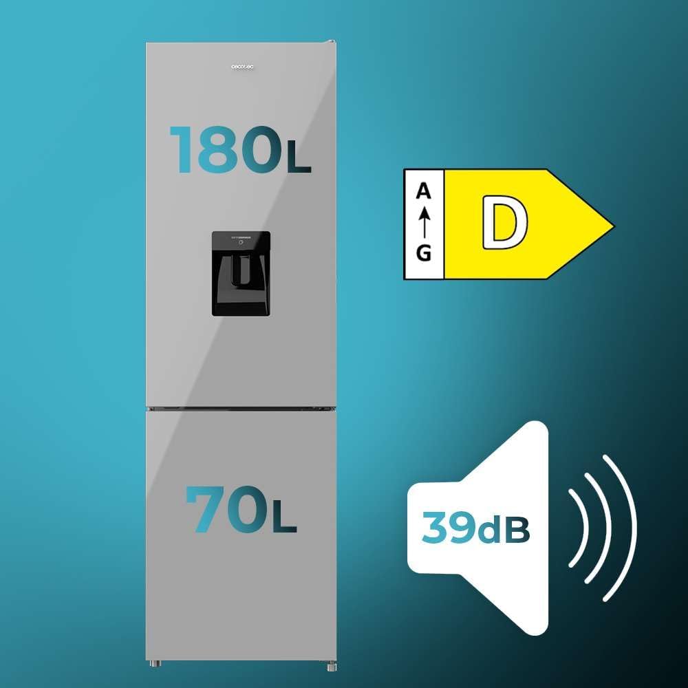 Cecotec - Bolero CoolMarket série - 250L, No Frost, distributeur eau, porte réversible, 250WD