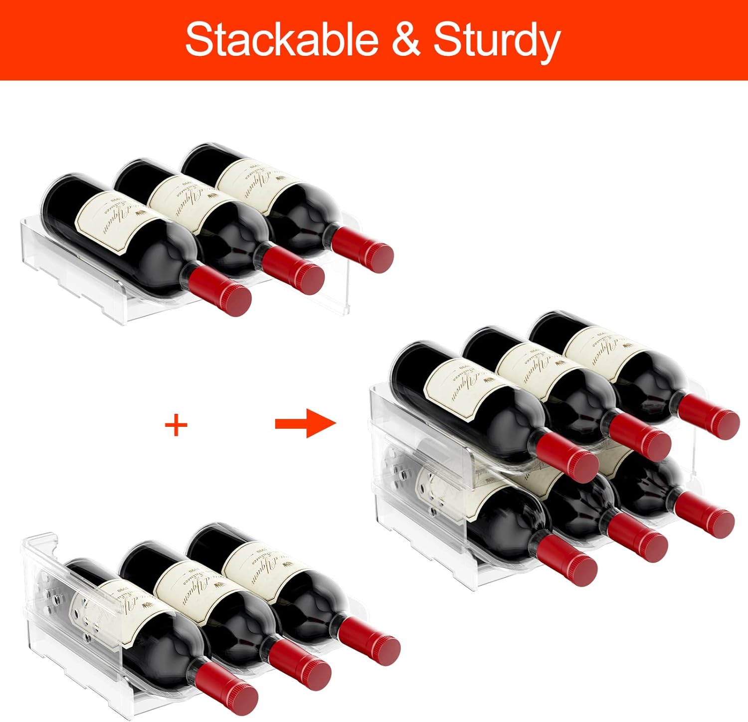 Range bouteilles vin vertical empilable polystyrène, 6 places, 2 pièces