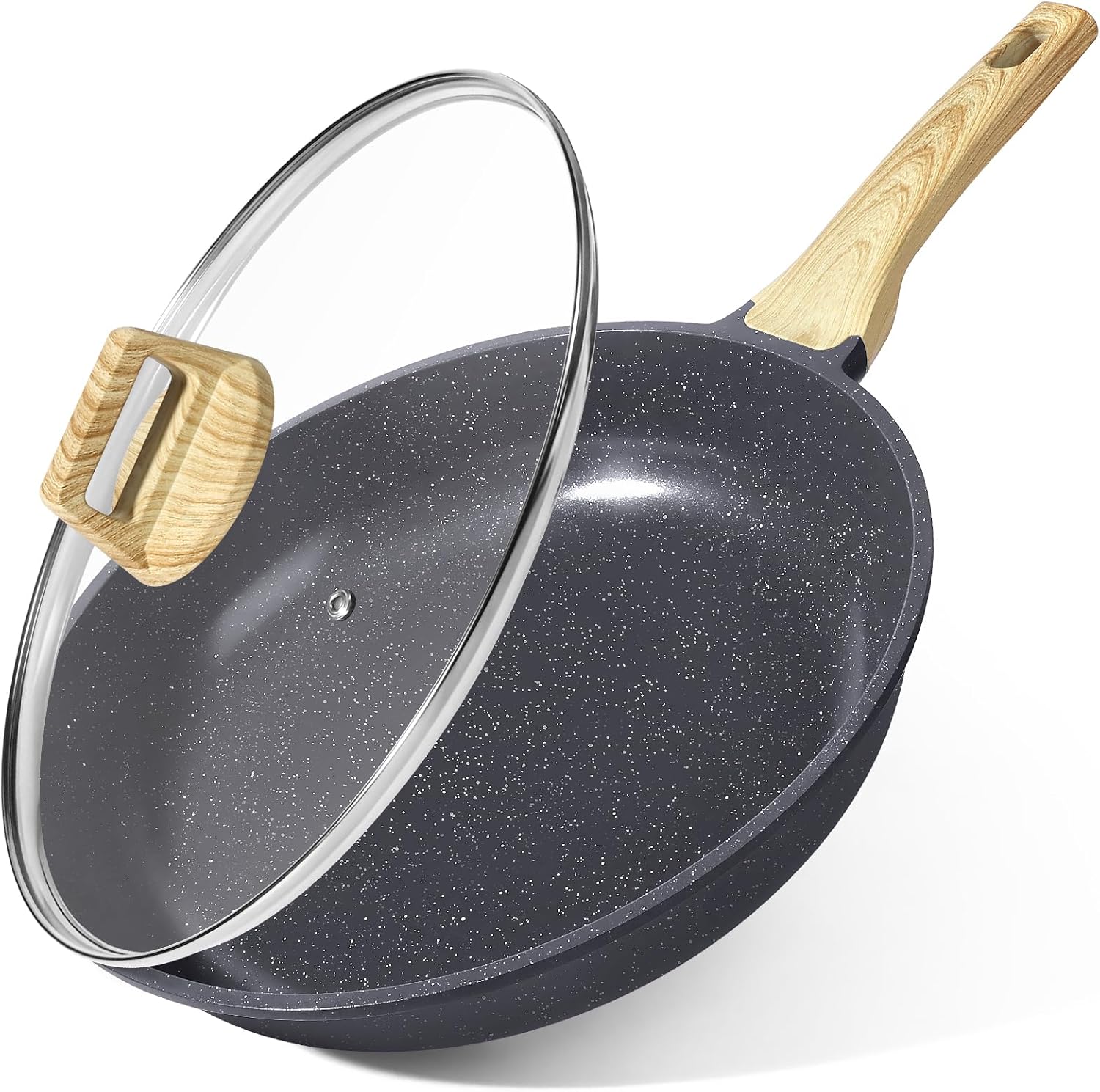 GiPP - Poêle à frire Granite série - 24cm - antiadhésive, induction, couvercle, sans PFAS/PFOA