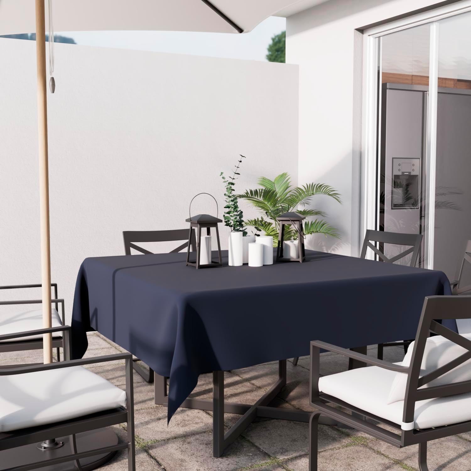 Soleil d'Ocre - Nappe carrée Alix - 180x180 cm - polyester bleu marine, anti-taches