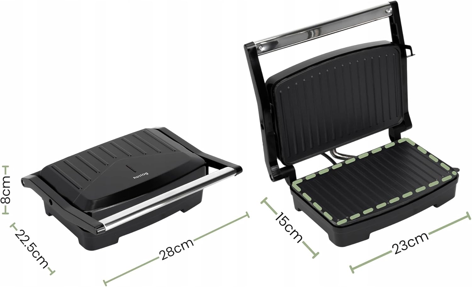 Grill panini - format compact 28x22,5x8,8cm - 1000W, inox, antiadhésif