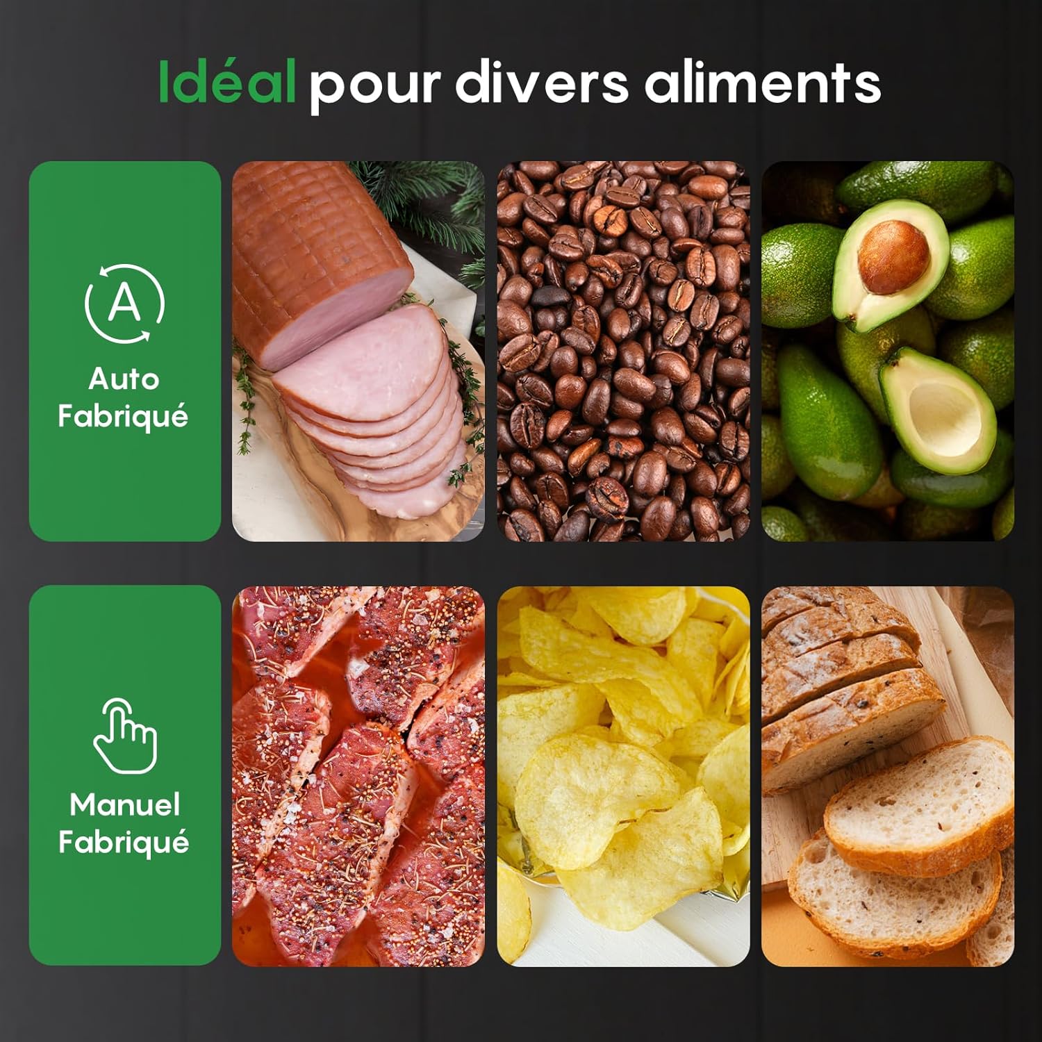 FRESKO - Machine sous vide série automatique - 140W - double thermoscellage, mode humide/sec, verrouillage automatique