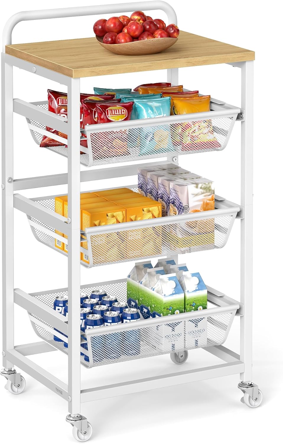 VASAGLE - chariot 4 niveaux, 31,7x40x76cm, paniers, roulettes, LRC040Y01