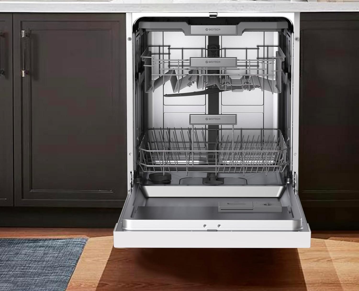 GEDTECH - Lave-vaisselle 15cv silencieux 44dB, départ différé, GLV1544WH