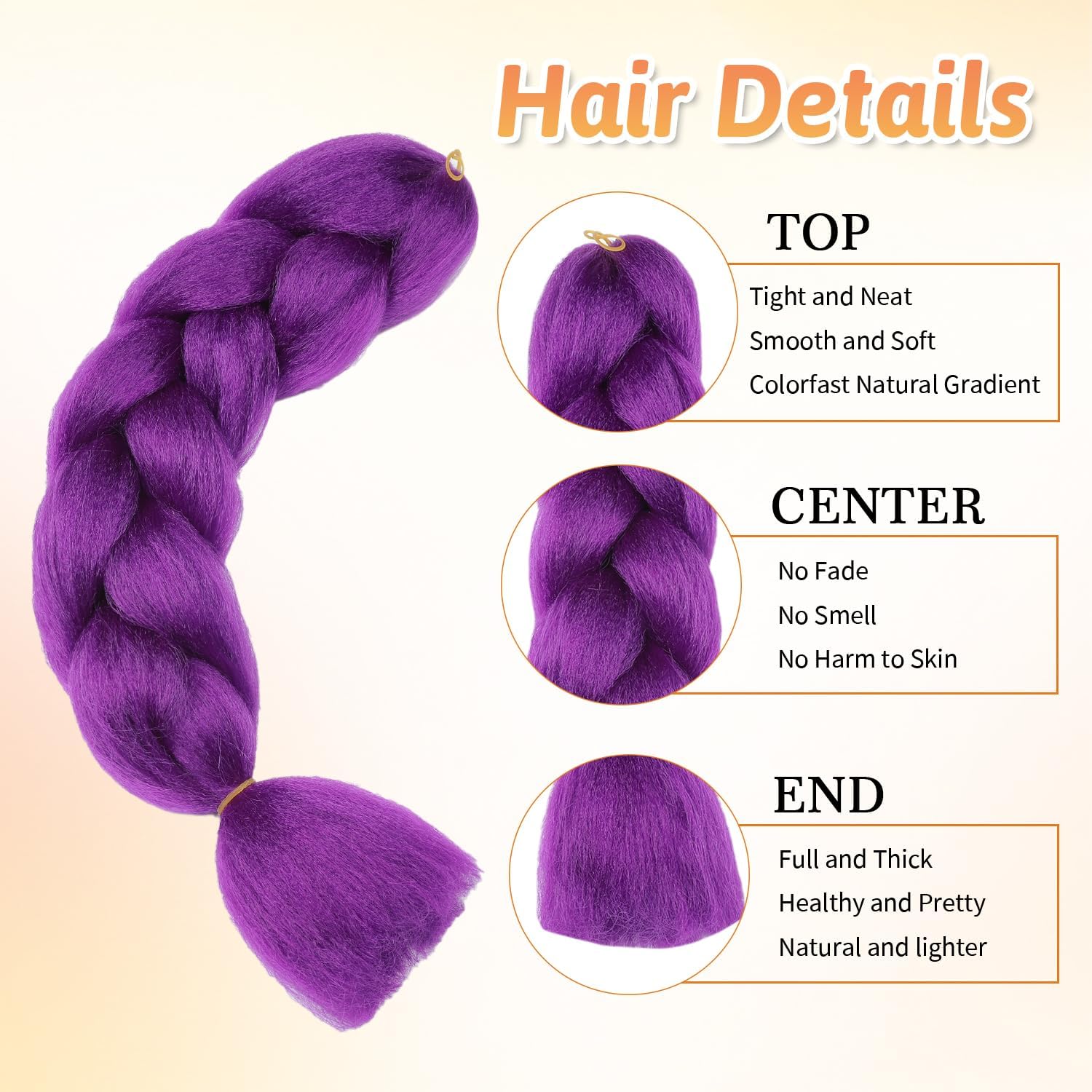 ShowJarlly - Extensions ombrées tressables 61 cm, violet foncé