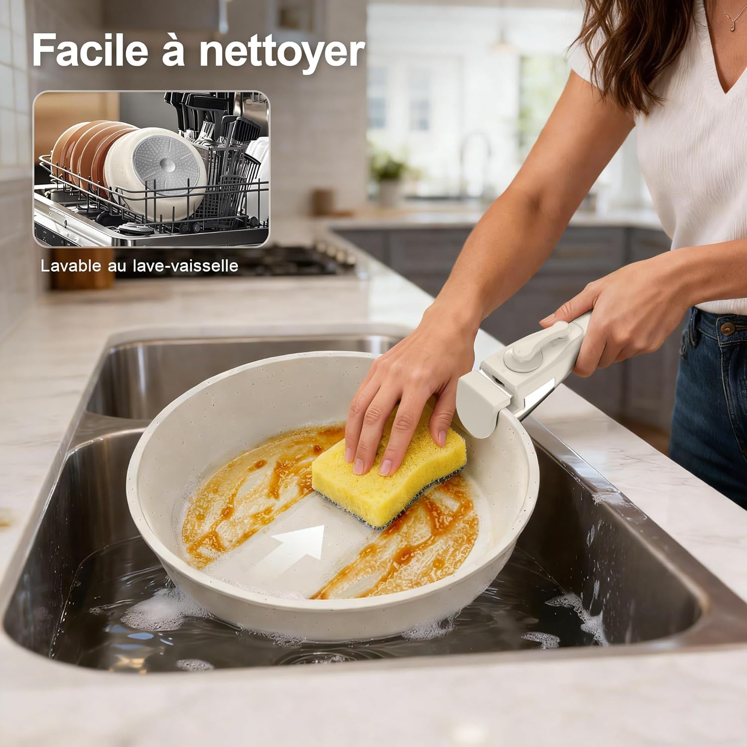 Zyronem - Batterie de cuisine 13 pièces céramique induction - Poêles et casseroles amovibles