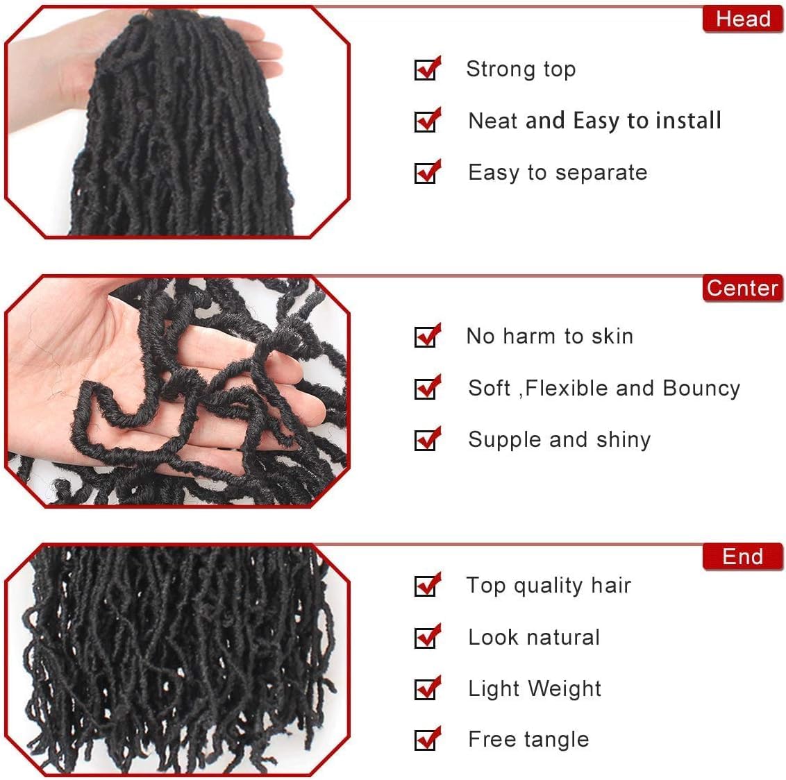 Xtrend - 7 Packs Nu Faux Locs - 30 pouces - long, brun foncé, pré-bouclé