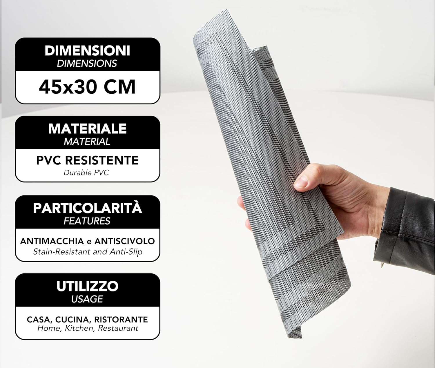 IPEA - Sets de Table élégants - 45x30 cm - lavables, antidérapants, résistants à la chaleur