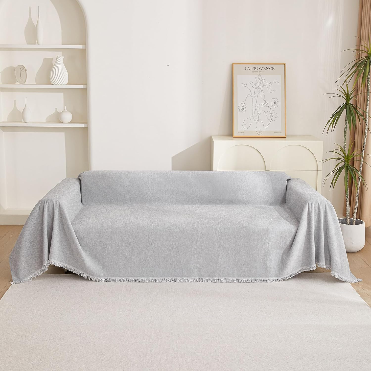 MYSKY HOME - housse canapé - 180x260cm - anti-rayures, gris clair