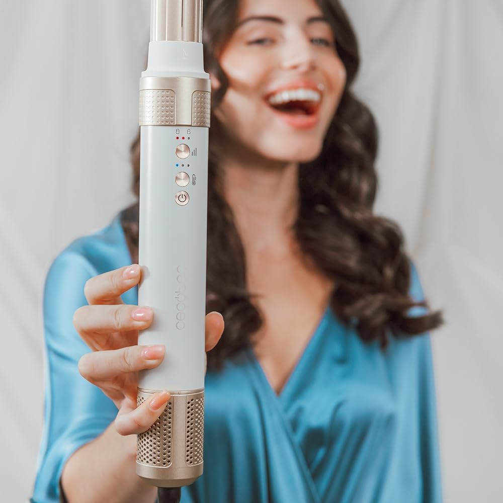 Cecotec - Brosse Airglam 10en1 - 1400W, céramique, 3 vitesses, 3 températures