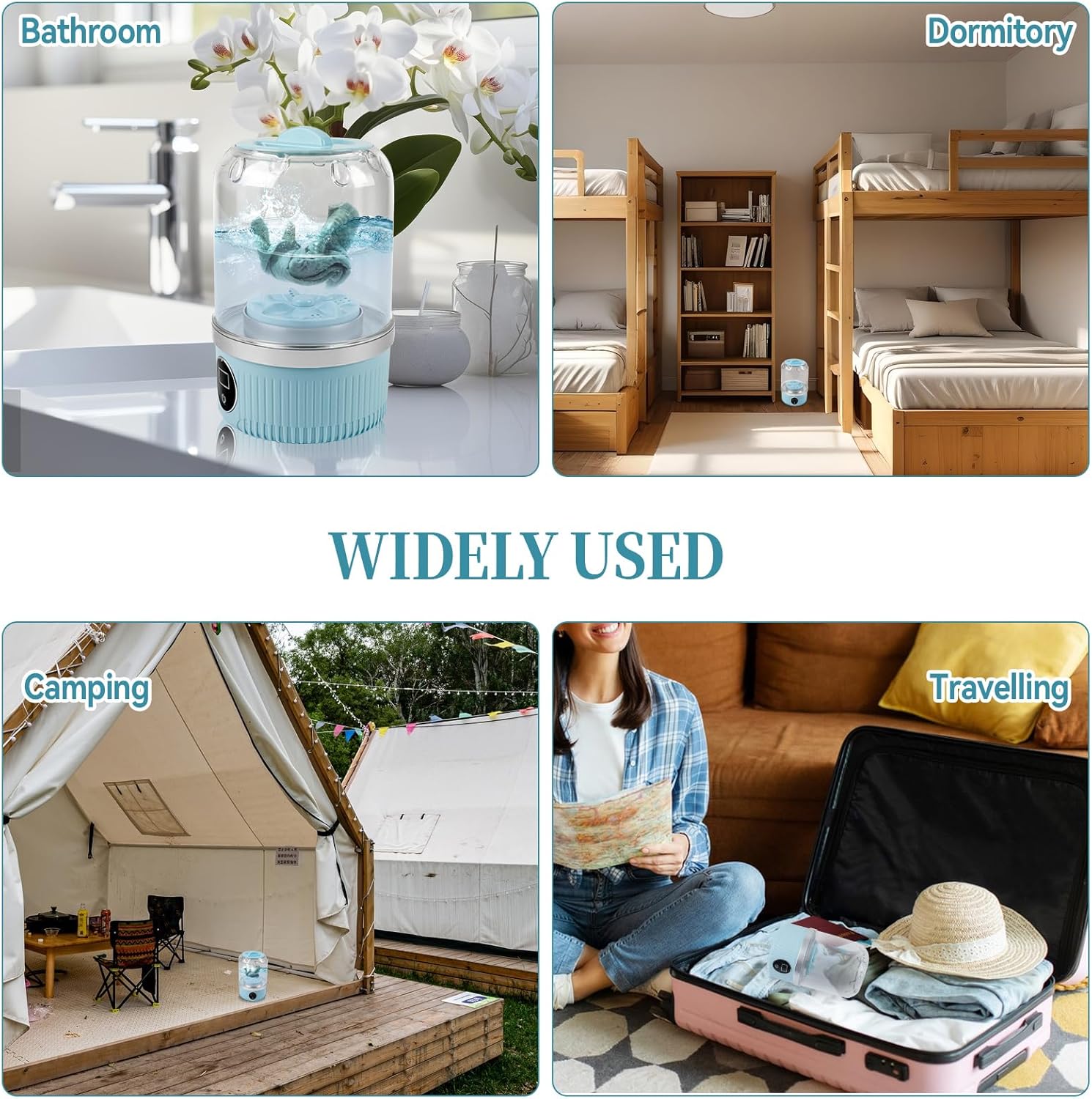 Mini machine à laver portable – compacte, sans fil, 2 modes, idéal sous-vêtements