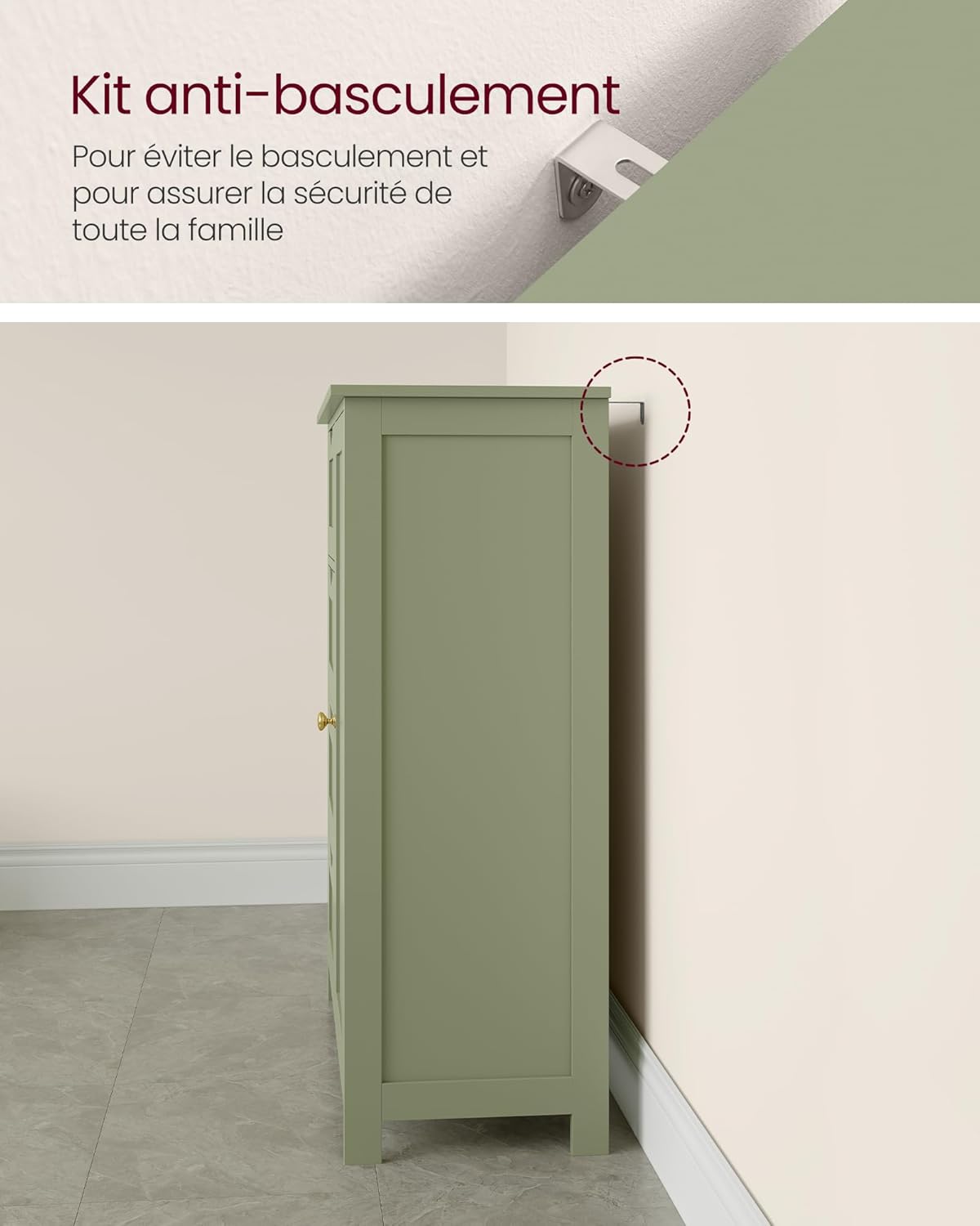 VASAGLE - meuble salle de bain, 30x55x82cm, 4 tiroirs, armoire, LHC041C02