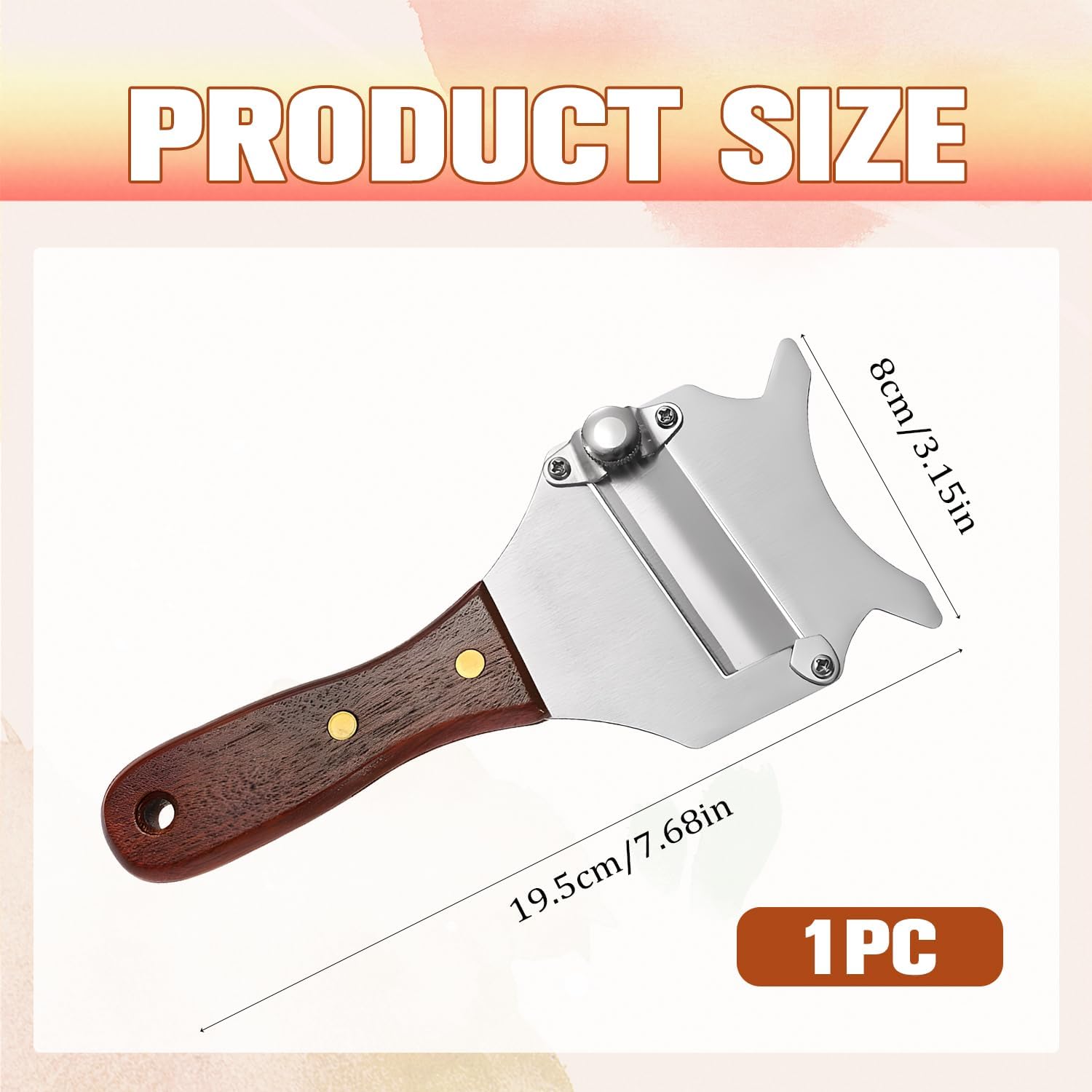 Trancheur de truffes inox poignée bois, réglable, trou suspendu, lame professionnelle