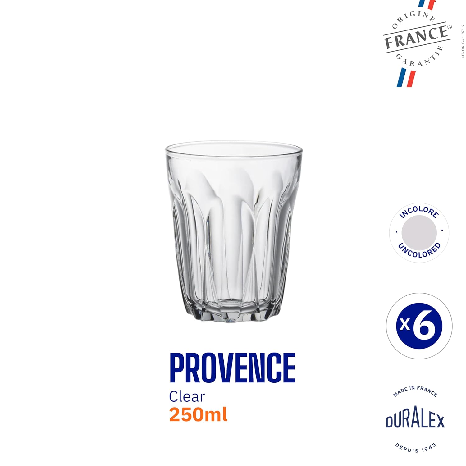 Duralex - Provence 6 verres 25cl transparents résistants 511840V44