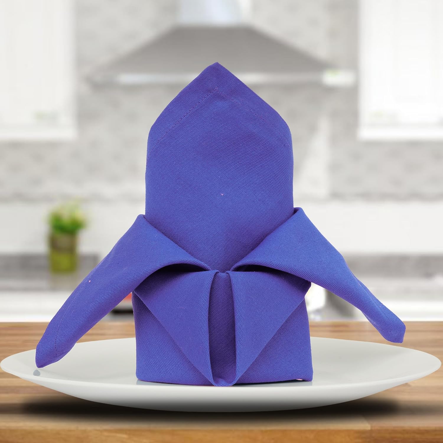 Sweet Needle - serviettes de table surdimensionnées - 45x45cm - coton épais royal bleu, coins arrondis, lot de 12