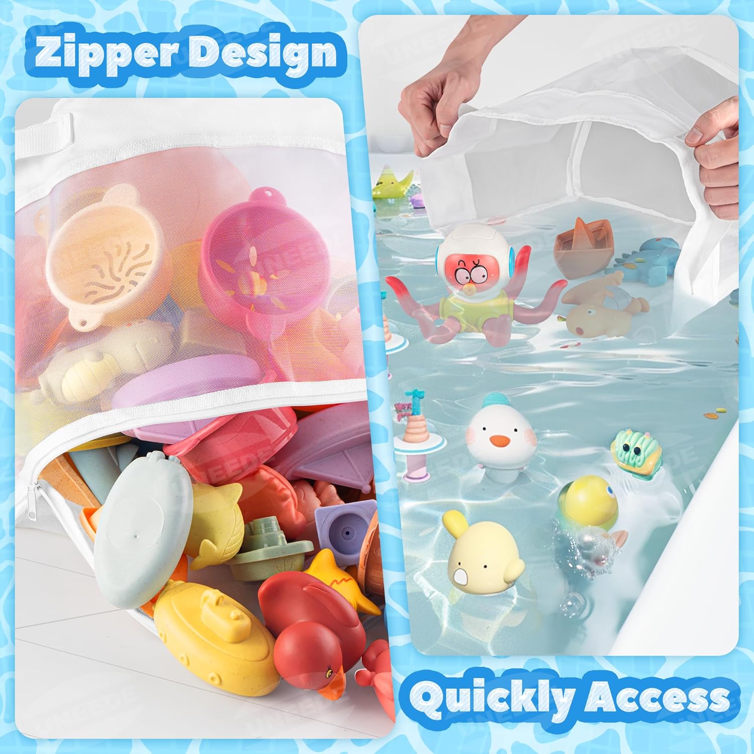 Rangement Jouets Bain bébé - filet organisateur, 4 crochets, grande capacité