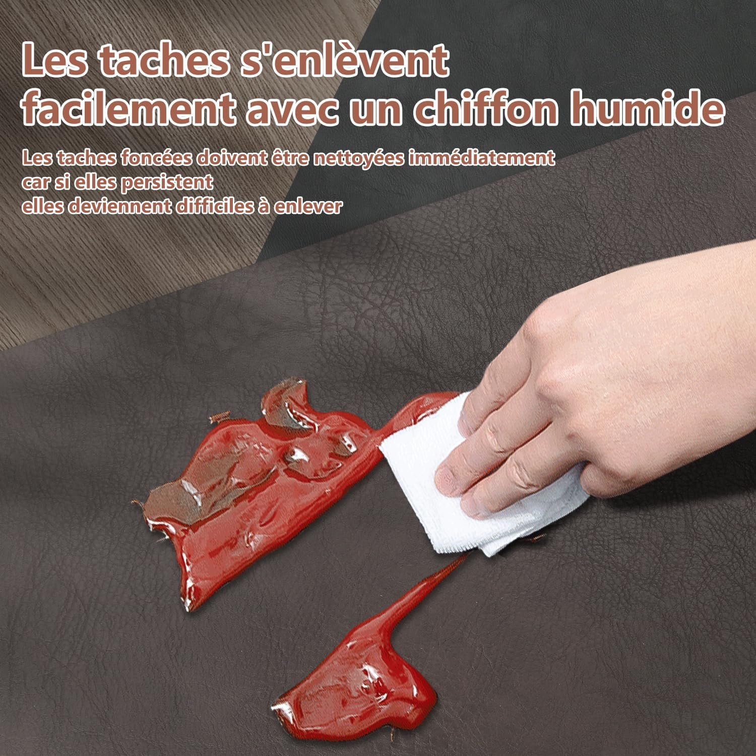 Sets de table - lot de 6, cuir PU double face, 43x30cm, lavables