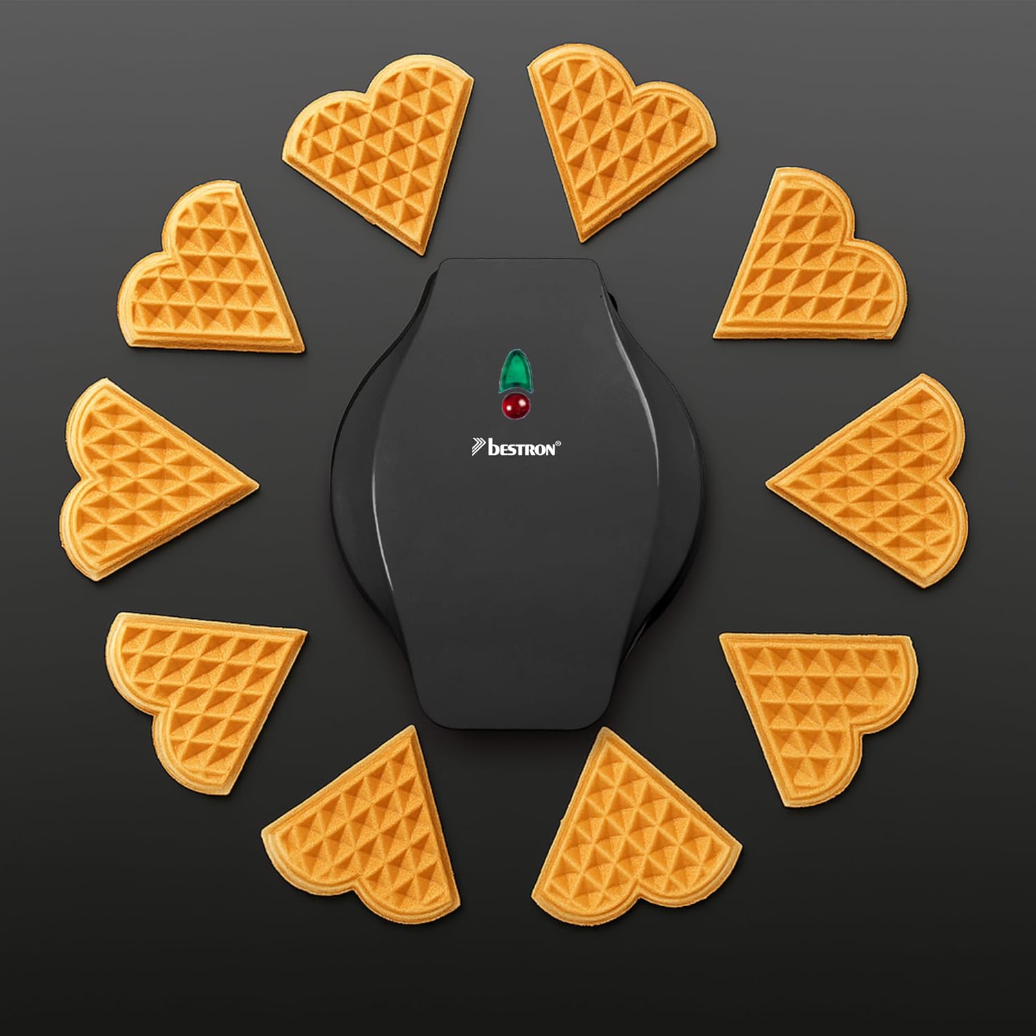 Bestron - Black Label - 700W - gaufrier cœur antiadhésif noir