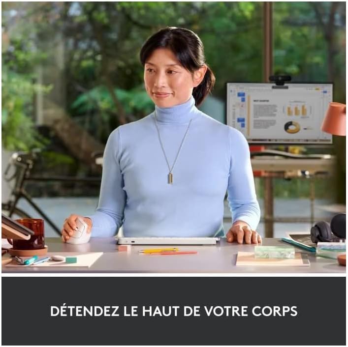 Logitech - Lift série - souris verticale sans fil, Bluetooth, 4 boutons, silencieuse, blanche