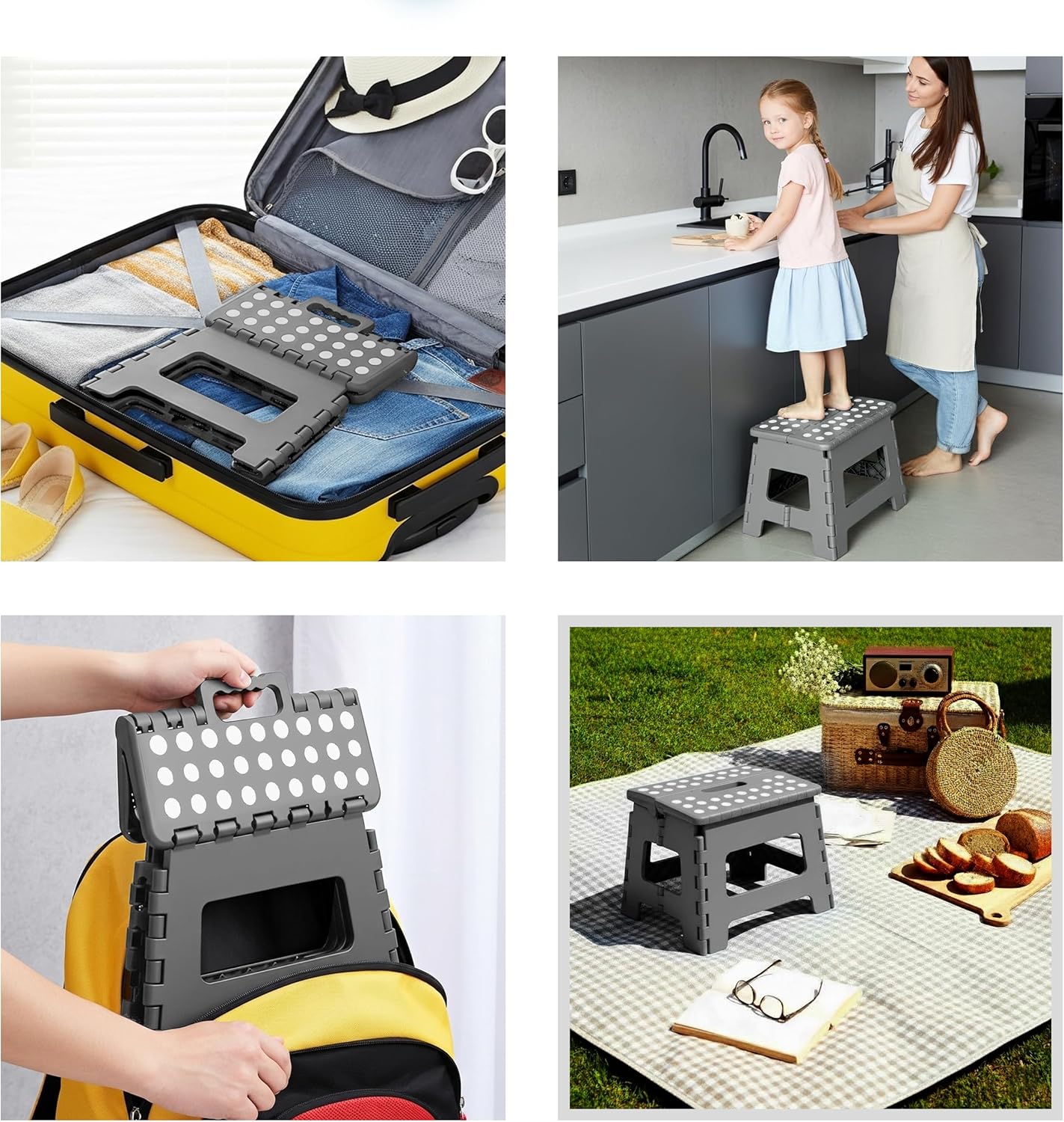 Utopia Home - tabouret pliant 23 cm - antidérapant, portable, 136 kg