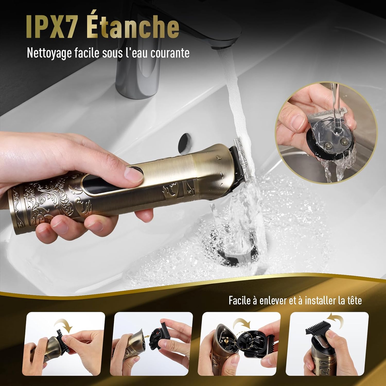 Tondeuse cheveux hommes - kit pro 17-en-1, LCD, USB-C, soin complet