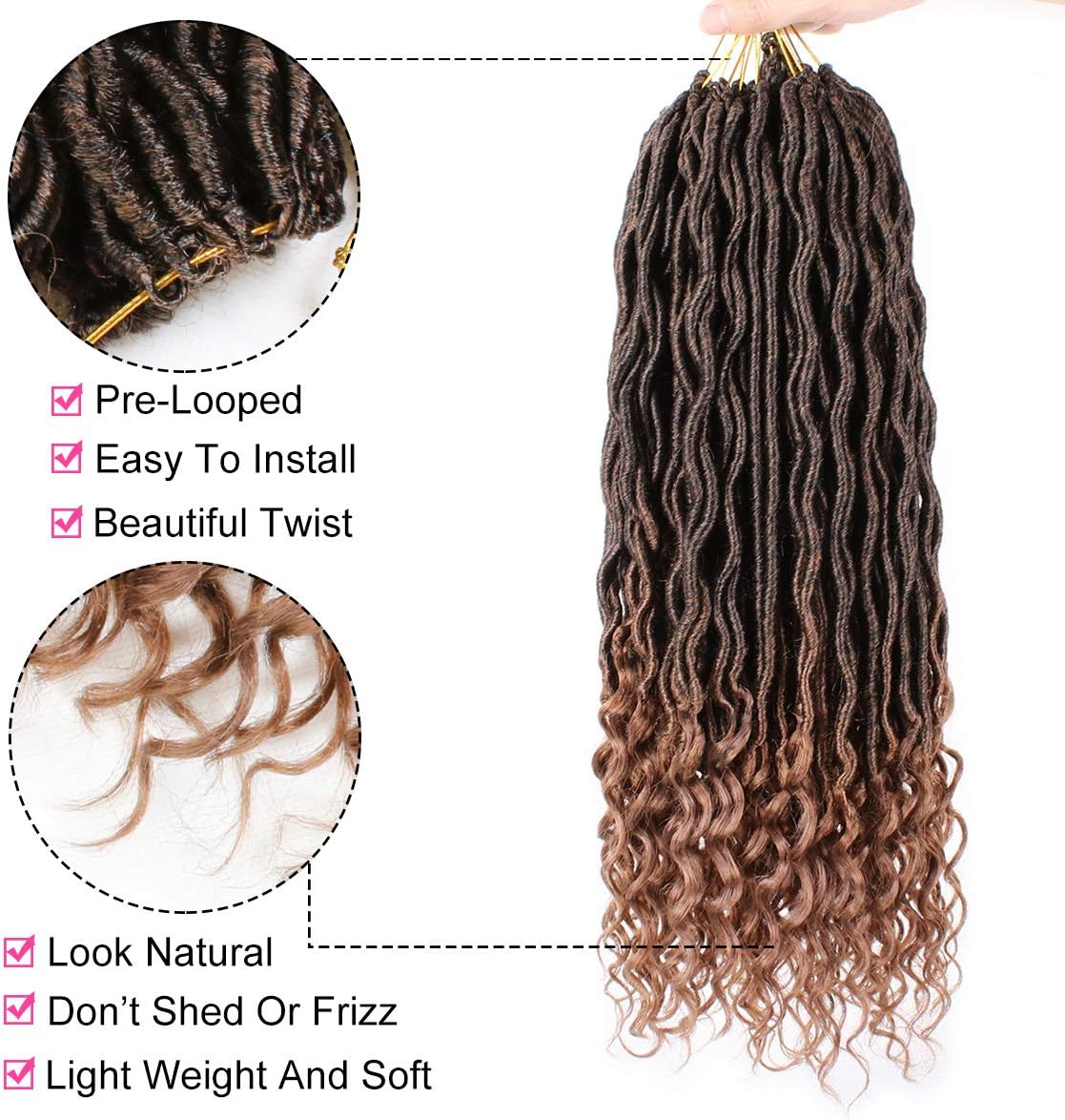 Xtrend - extensions dreadlocks crochet 36cm - lot 6 paquets, pointes bouclées, 20 mèches/paquet, T30#