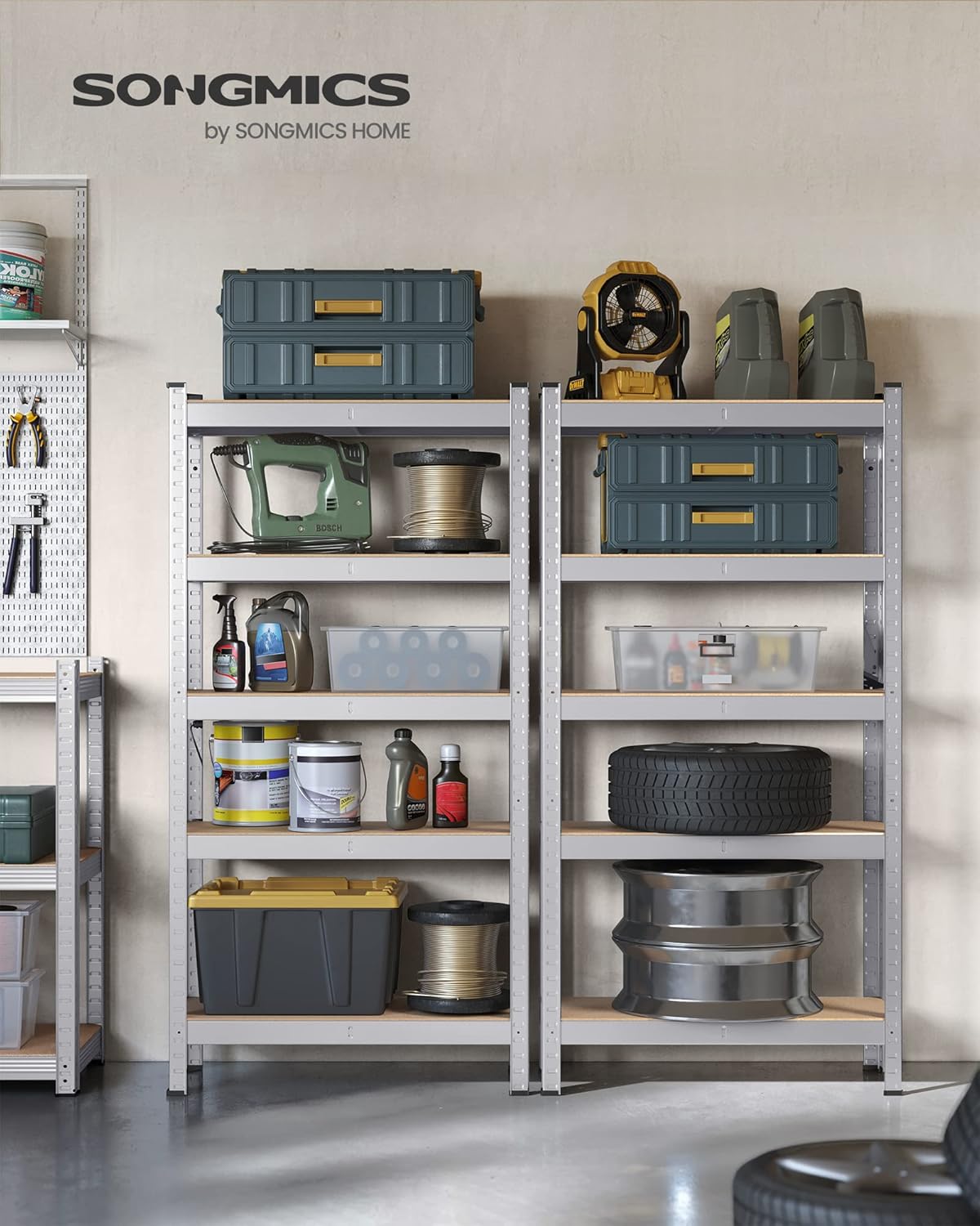 SONGMICS - étagère industrielle 5 niveaux 30x75x150cm, 650kg, réglable - GLR030E02