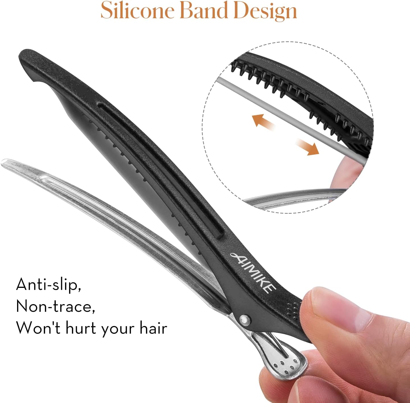 AIMIKE - Pince Crocodile - 6pcs - Antidérapantes, sans trace, cheveux épais et fins