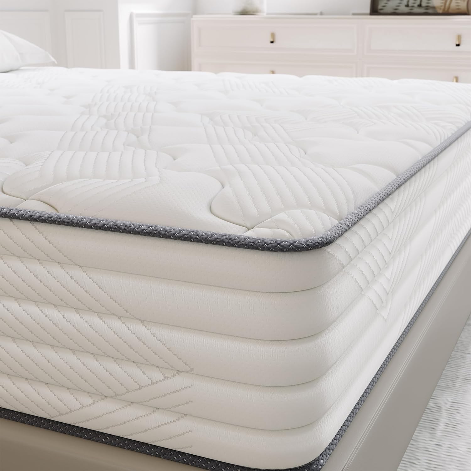 TXO - Matelas hybride 140x190 cm, 25 cm, soutien 7 zones, H3, Oeko-Tex